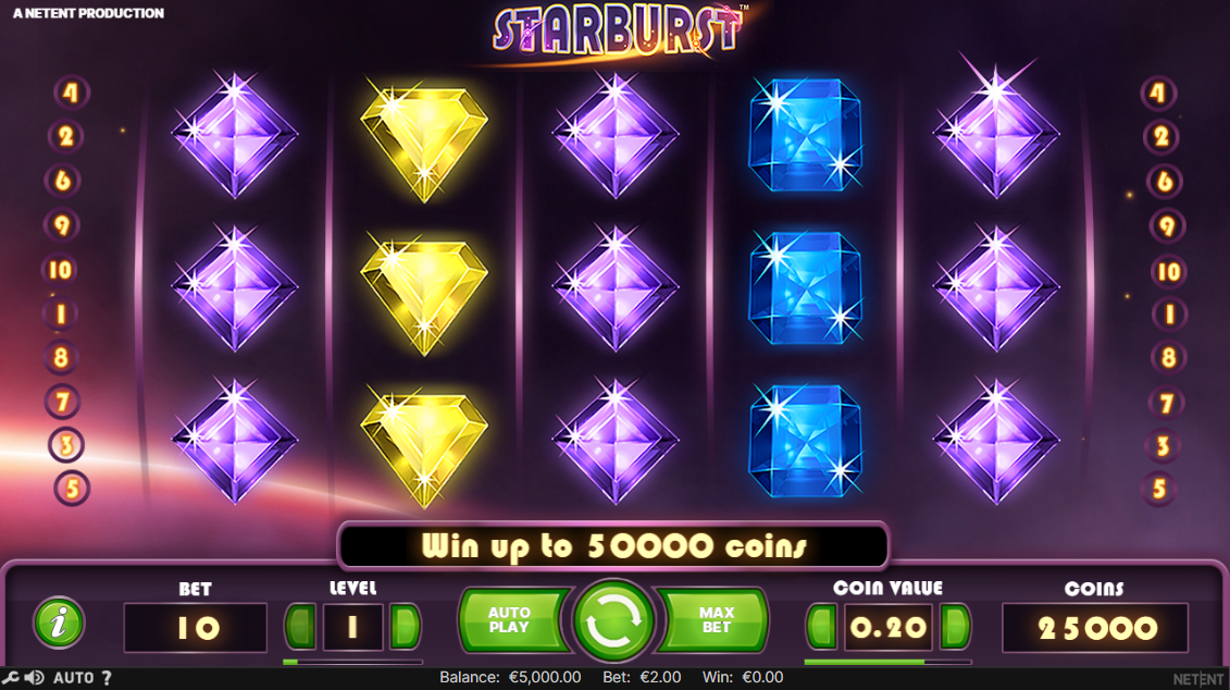 Игровой автомат Starburst Создает новые элементы